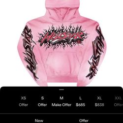 Pink hellstar hoodie with bag