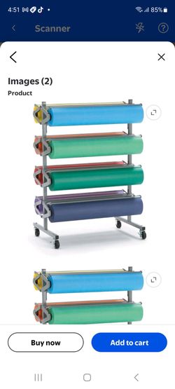Pacon Horizontal Art Paper Roll Dispenser 36" Roll Width Supported - 9" Roll Diameter Supported - Mobile Unit, Locking Casters, Powder Coated - Gray -
