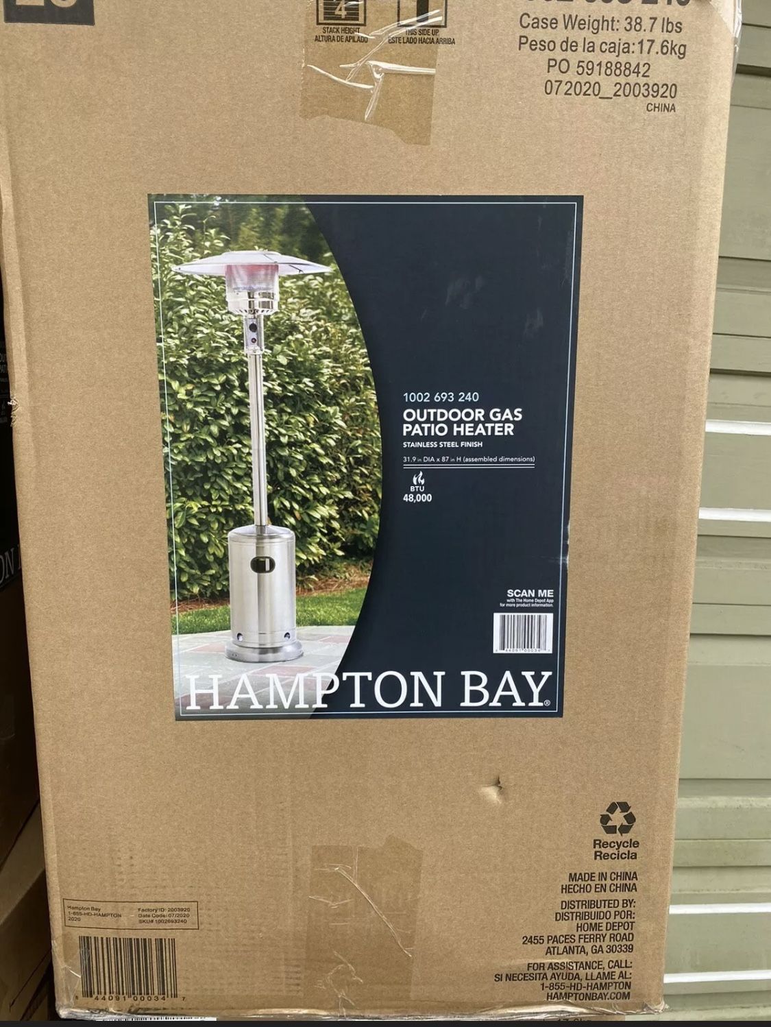 Hampton Bay 48000 BTU Stainless Steel Propane Outdoor Patio Heater for