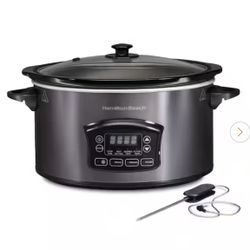 6 qt. Gray Programmable Slow Cooker with Defrost a