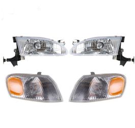Pair 1998 1999 2000 Toyota Corolla Headlights Headlamp Corner Parking Lights Kit Left Right Side