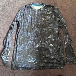 Scales Gear Men’s Long Sleeve Fishing Shirt Blue Camo Perform UPF Sun Prot