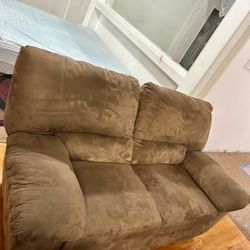 Suede Sofa And Love Seat (4 Reclining Seats)