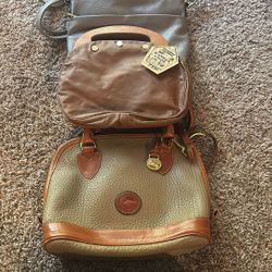 *3 Purses . (1)DOONEY AND BOURKE  All Weather Leather 3.0 With Gold Tassle)   2. Vintage Genuine Leather Banner House 3) Grey Purse