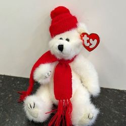 TY Beanie Baby Peppermint 1993 The Attic Treasure Collection Bear Red Scarf Hat 