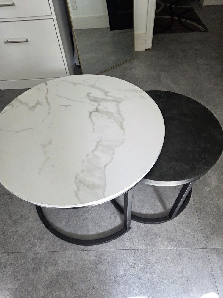 Set Of Black And White Nesting Coffee Tables
