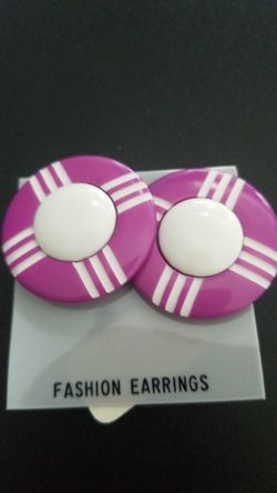 Purple and white earrings