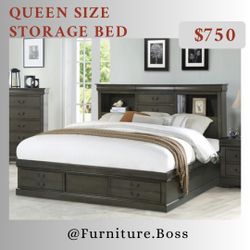 Queen Size Bed With Storage Drawers 