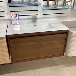 36” Wall mounted Bathroom Sink Vanity Cabinet Wood Color Wood Construction New Softclose Drawers Ready For Pick Up Today 