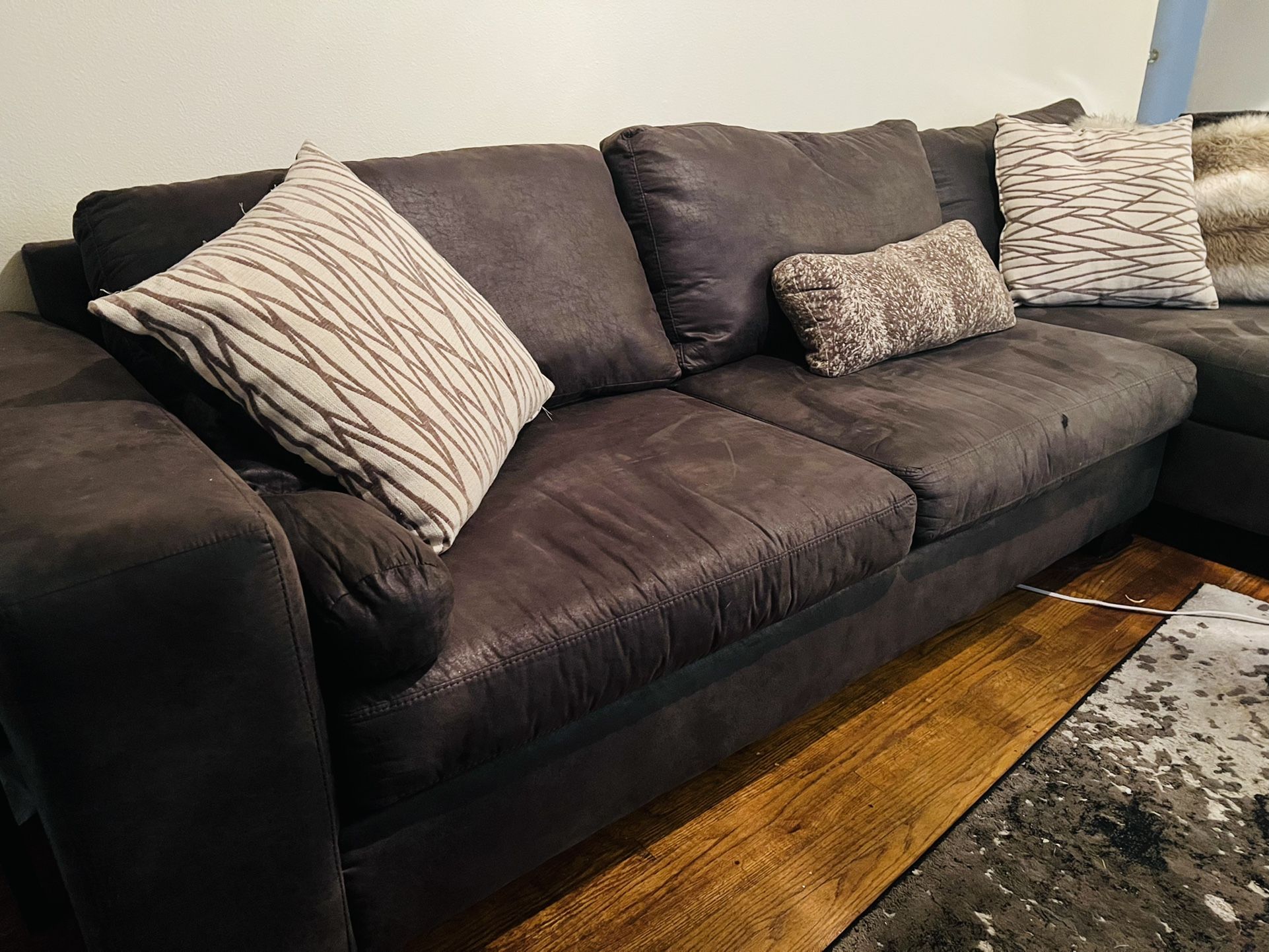 Suede Wrap-around Couch