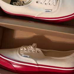 Size 9 Men 10.5  Womans New Vans White And Red
