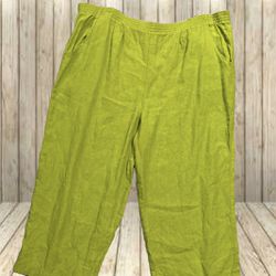 CTC Linen Pants Lime Green Carol Turner Collection Size Large Women’s Crop Baggy