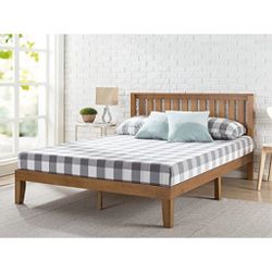 Priage by ZINUS Rustic Pine Wood Platform Bed Frame with Headboard