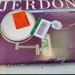 Jerdon 5x Magnifying 8" Round Wall Mount Make Up Mirror In Chrome 