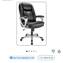 Realspace® Tresswell Bonded Leather High-Back Chair, Black/Silver