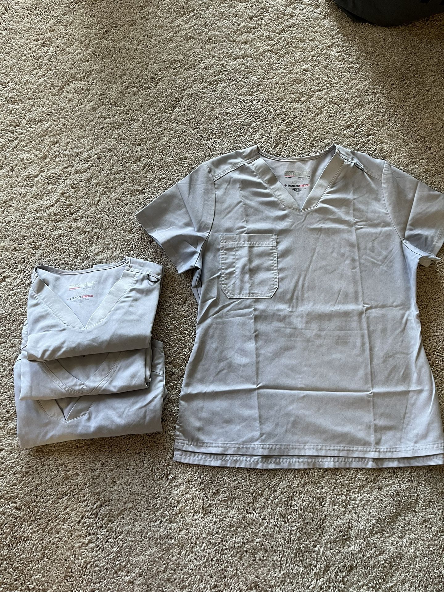 Greys Anatomy 4 Pair Spandex Stretch White Scrub Tops