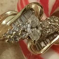 1/2 Carat  Marquise Diamond Engagement Ring