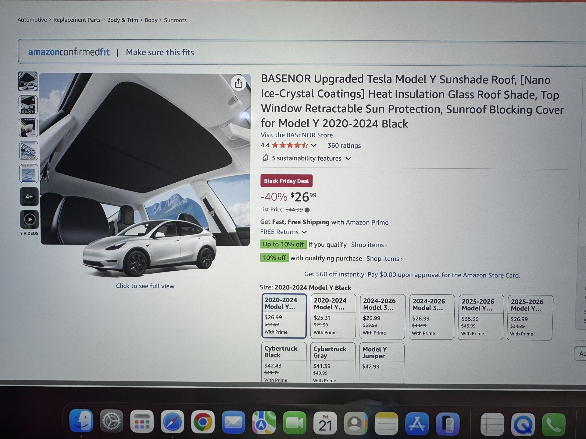 Tesla Model Y Sunshade Roof Tesla model Y