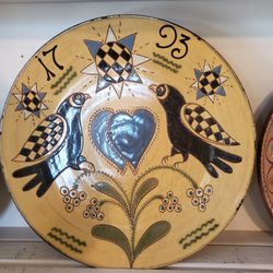 Wisconsin Pottery Folk Art Dish