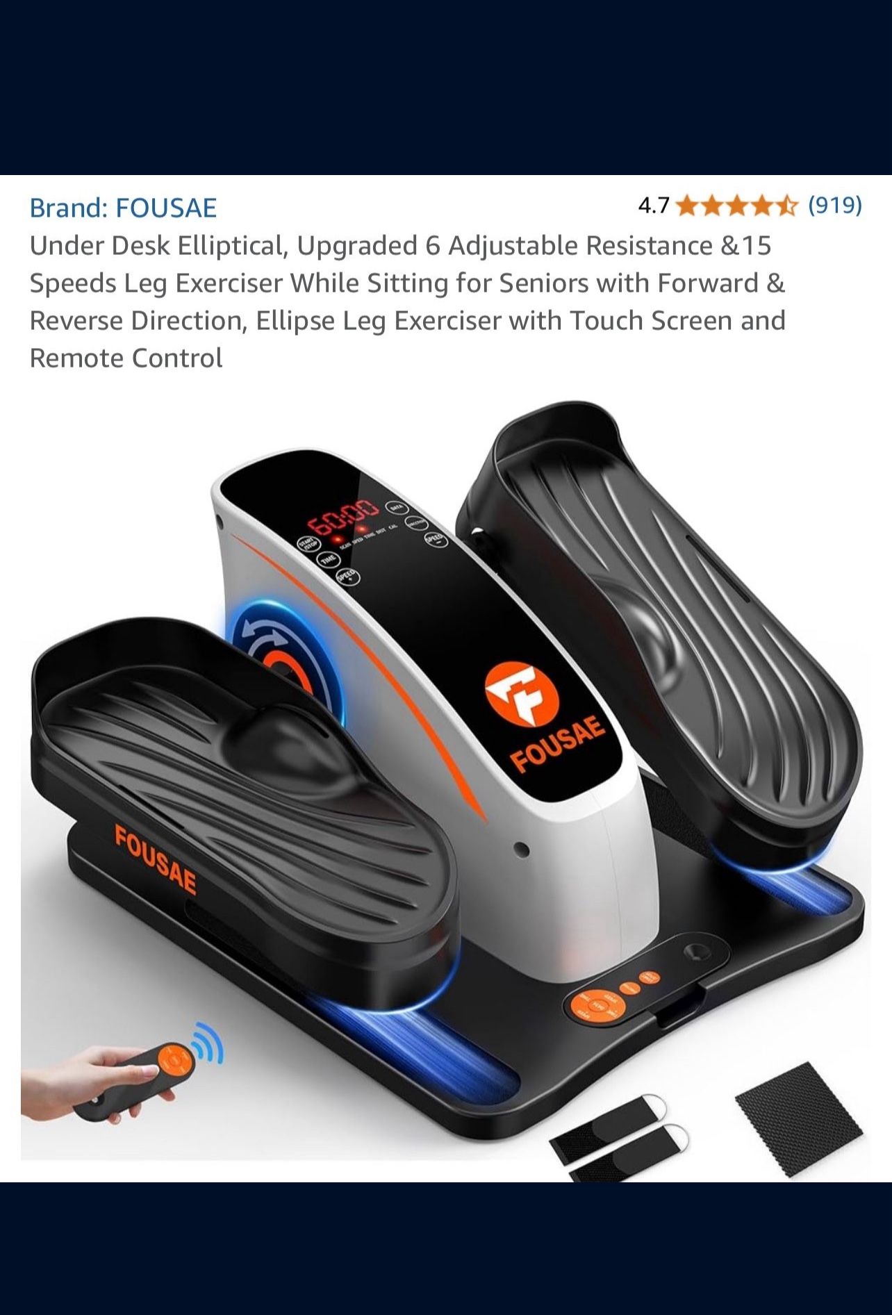 Under Desk Elliptical, Upgraded with Forward & Reverse Direction, Retail $120