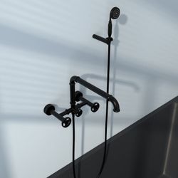 Ruth Industrial Pipe Wall Mounted Bathtub Filler Faucet With Hand Shower Solid Brass