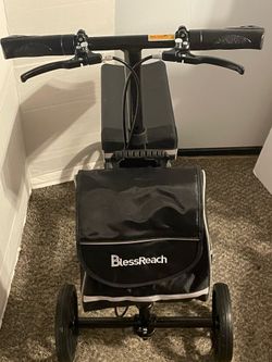 BlessReach (OPEN BOX - LIKE NEW), Deluxe Medical Scooter Double Handbrake, All Terrain Steerable Knee Scooter Crutch Alternative, for Adults Injured A