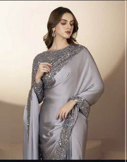 Grey Sari by RSM Collection