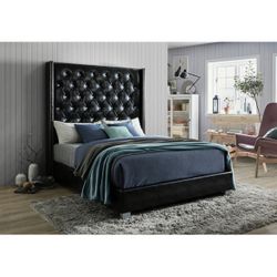 🔥6FT QUEEN BLACK PU LEATHER BED - NEW IN BOX 📦 SAME DAY 🚚