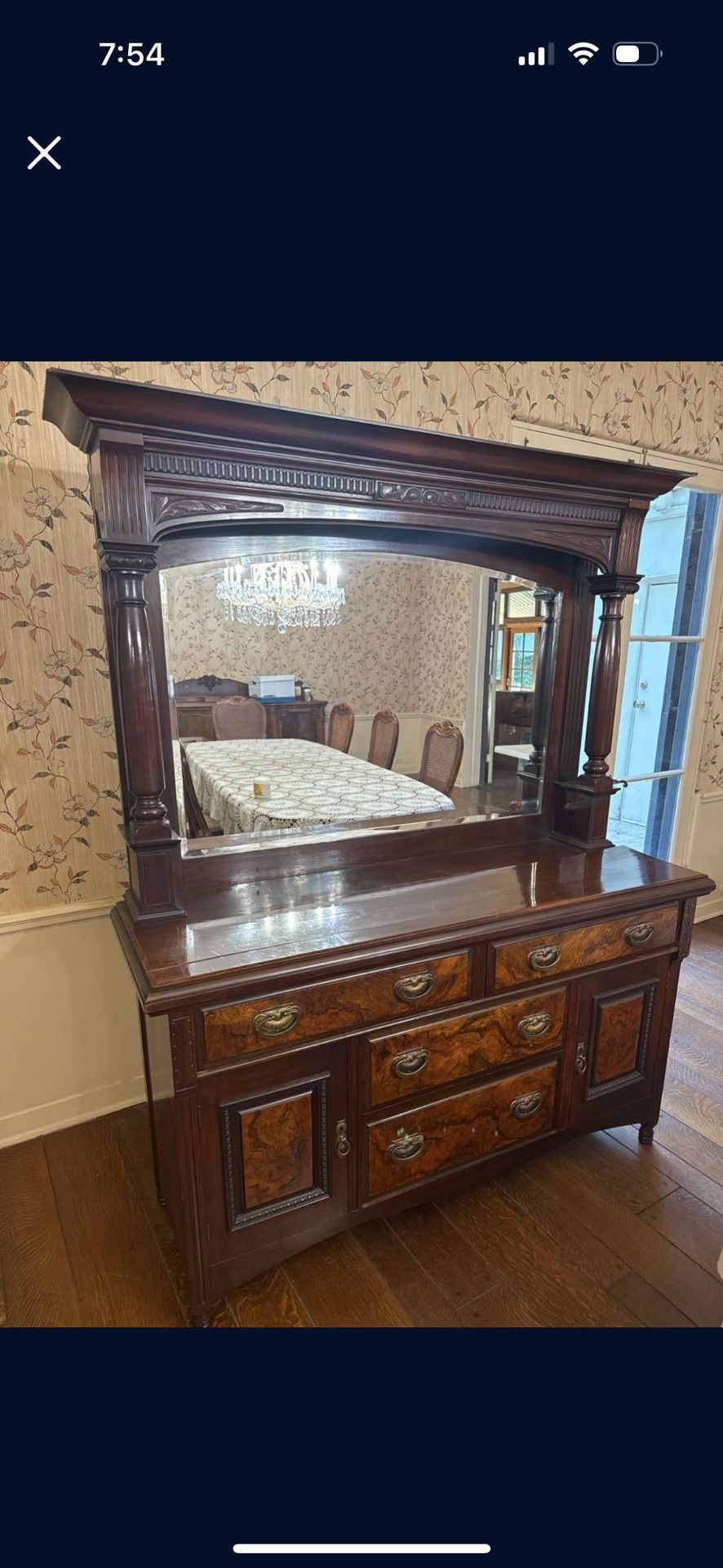 ANTIQUE WOODEN CABINET WITH MIRROR