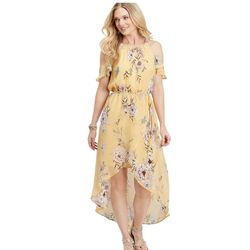 maurices cold shoulder floral maxi dress Women SZ M NWT