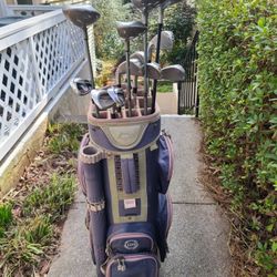 Golf Set 13 Clubs Nike and Bridges Graphite and Steel Shafts + Putter + Driver + Datrek Stand Bag (Right Handed)