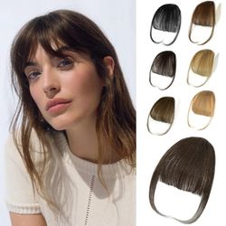 NAYOO 100% Human Hair Clip-In Bangs – Wispy & French Bangs, Darkest Brown #2