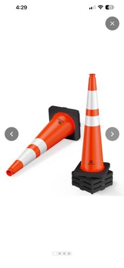 15 Pack Traffic Cones with Weighted Base, Orange Reflective Strip Aids Visibility; Stackable Storage; PVC Resists Pressure and Breakage; For Parkin