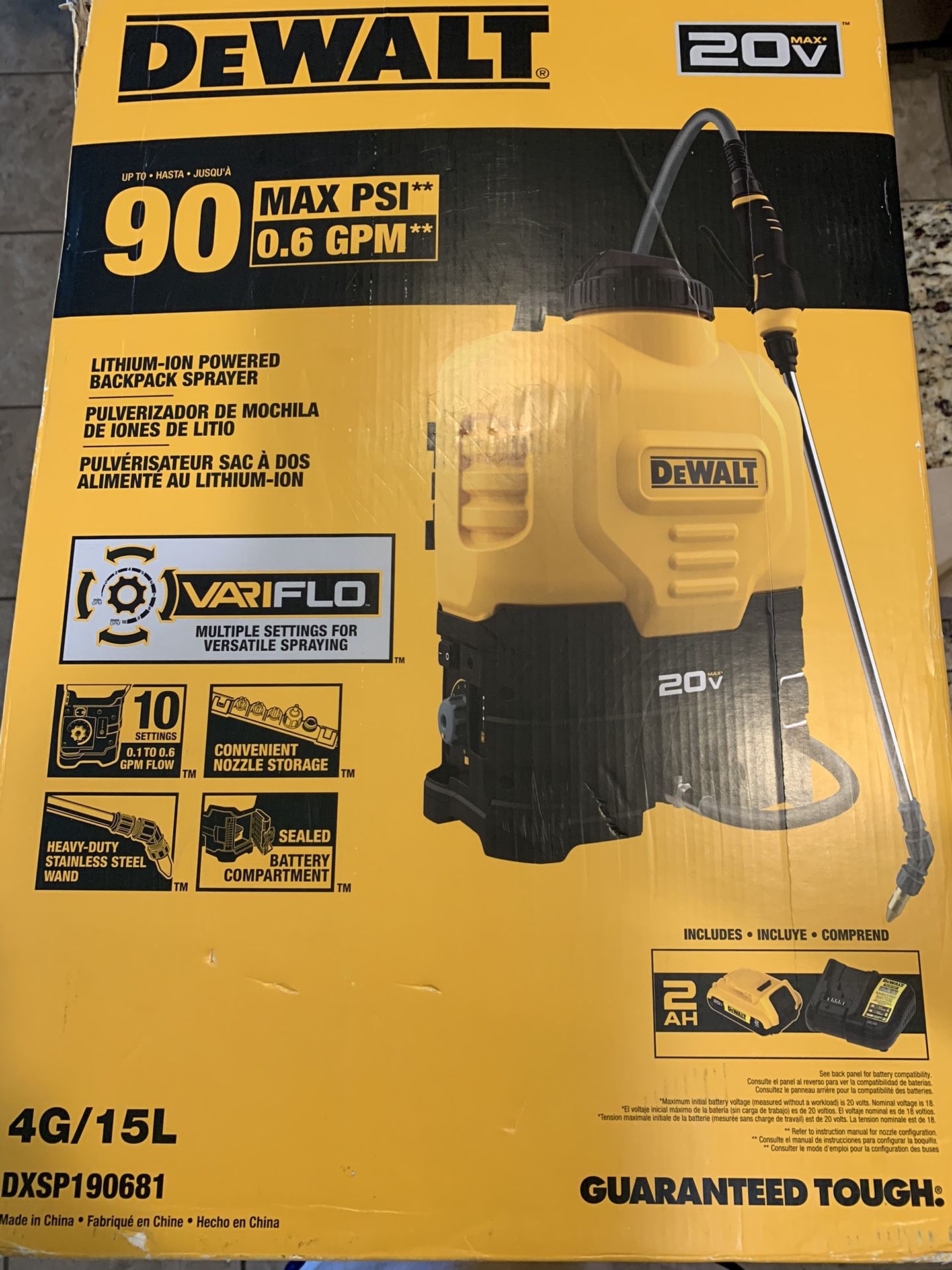 DeWalt DXSP190681 Lithium-Ion Powered Battery Backpack Sprayer 20V
