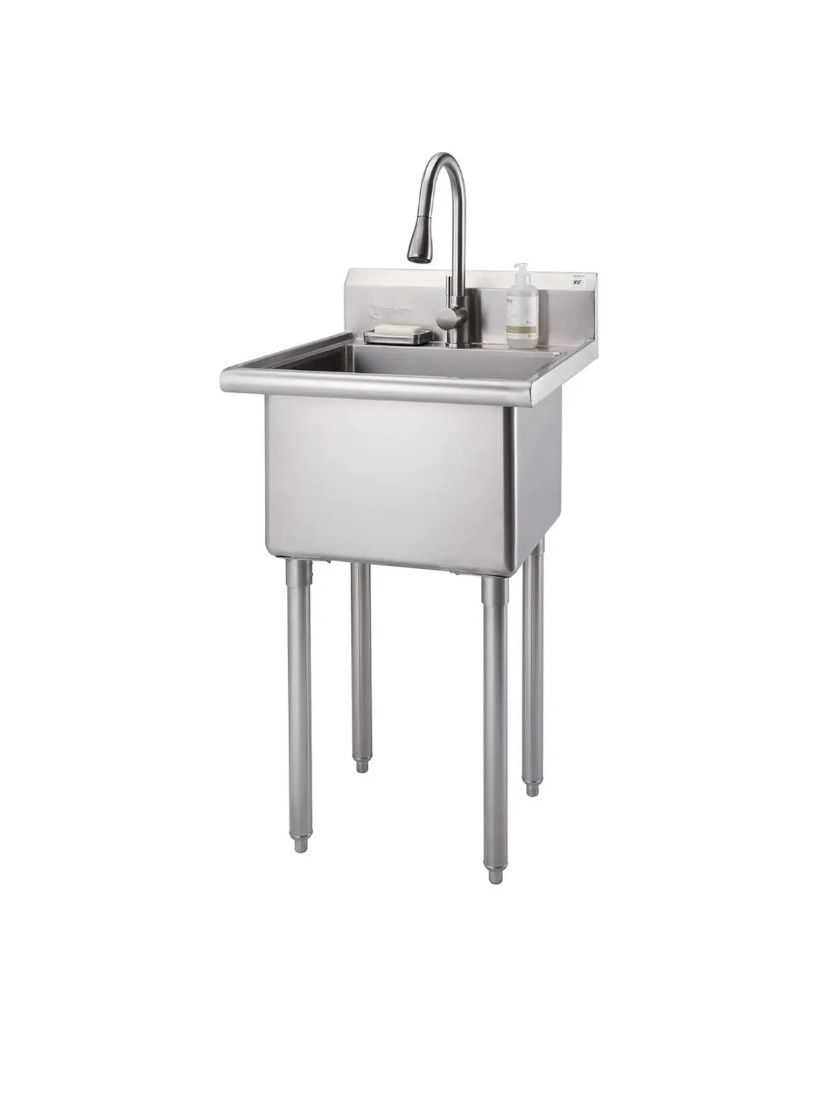 Trinity THA-0321 Stainless Steel 18" x 16" Utility Sink with Pull-out Faucet NEW