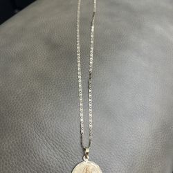 Solid 14K Gold Virgin Mary Necklace