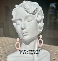 Queen Conch Genuine Shell .925 Sterling Silver Earrings RARE
