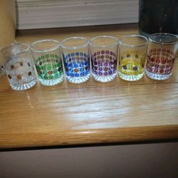 Vintage Polka Dot Shot Glasses Set of 6
