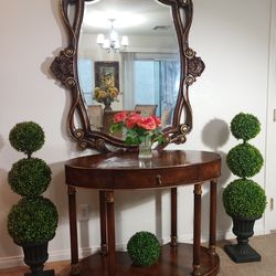 Fine furniture John Richard table and mirror set, large quality, solid set