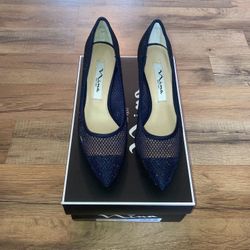 Nina Blue Mesh, Sparkly Pumps Size 5