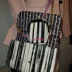  NEW BETSY JOHNSON PURSE,PINKJACKET, BLACK & NECKLACE