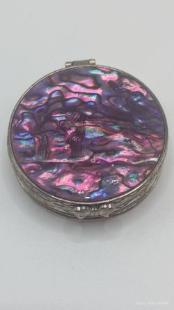 Abalone Shell Inlay Round trinket/pill box #1
