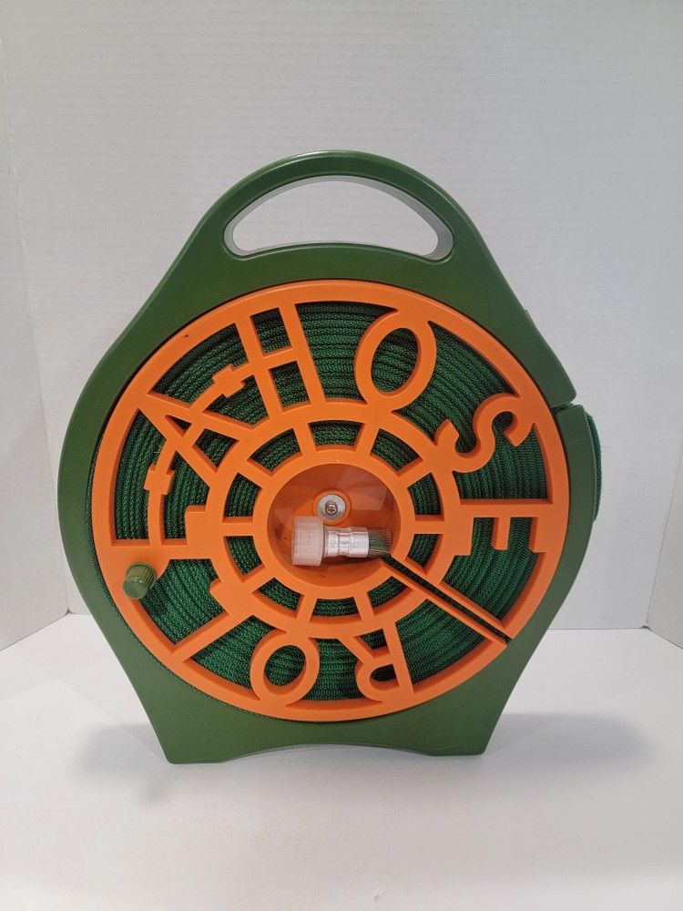 Invention Channel Roll A Hose - 50 Ft, Vintage, Retro, Orange, Green, Pop Art
