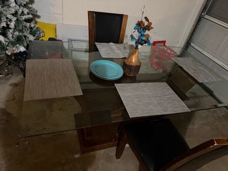 Glass Top Dining Table with Chairs