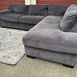 *FREE DELIVERY* Charcoal Gray 2 Piece Nailhead Sectional