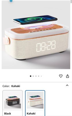 LOVME Alarm Clock Bluetooth Speaker for Bedroom, Bluetooth Stereo Sound Speaker, Fast 15W Wireless Charger,Snooze Dimmer, Night Light, White Noise Mac