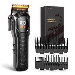 SUPRENT Men's Hair Clipper, Rechargeable Cordless Hair Cutting Kit with LED Display, Black, for Home & Barber Use