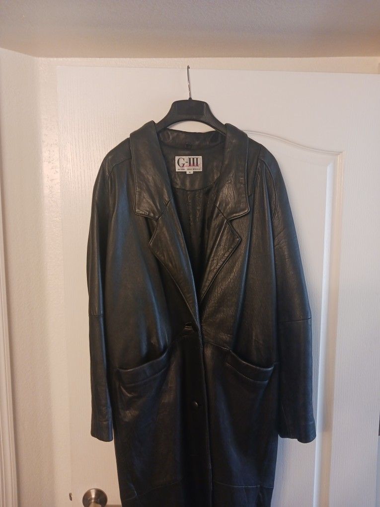 Leather Coat Women's M 
