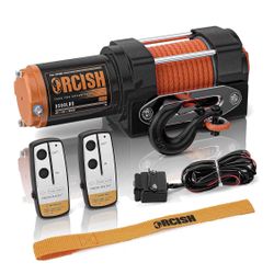 ORCISH Upgrade 3500 lb 12V DC Electric Winch, ATV/UTV Winch Kit for Towing, 1/4"×30' Synthetic Rope with Both Wireless Handheld Remote and Corded Cont