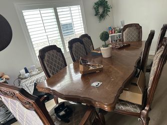 Large dining room table seats eight